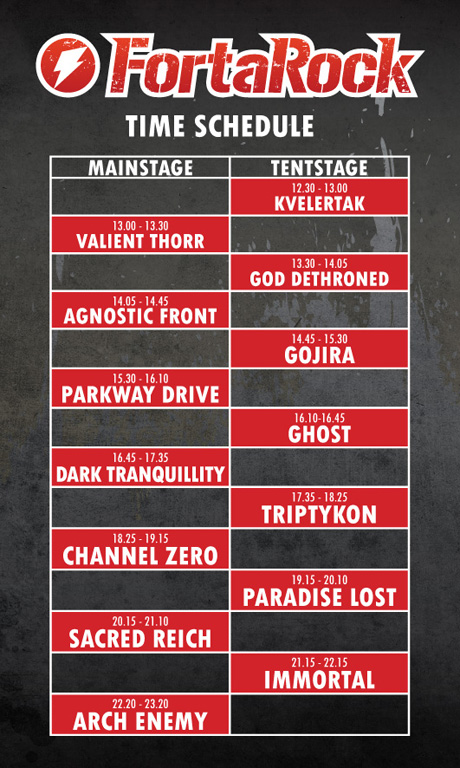 2011 FortaRock Timetable